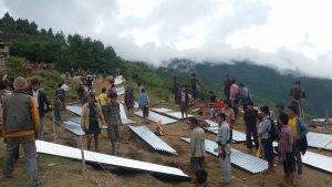 CGI sheets distribution for temporary shelter after earthquake 2015, Nuwakot